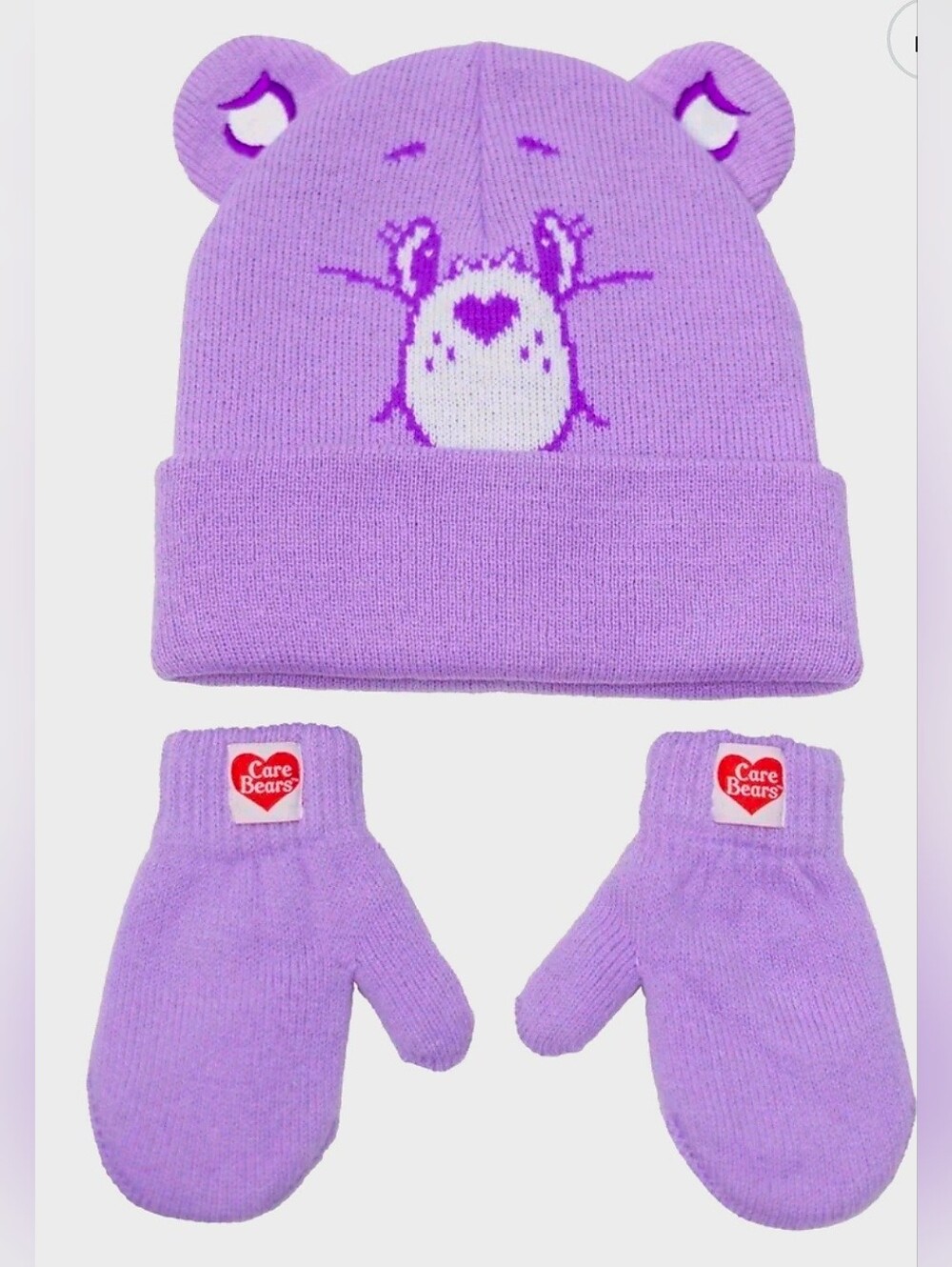 Care Bears Purple Beanie and Mittens Set Character Toddler Cosplay, size 2t - 5t